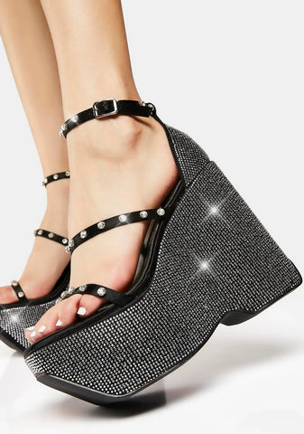 Black Lizzy Wedge Heels
