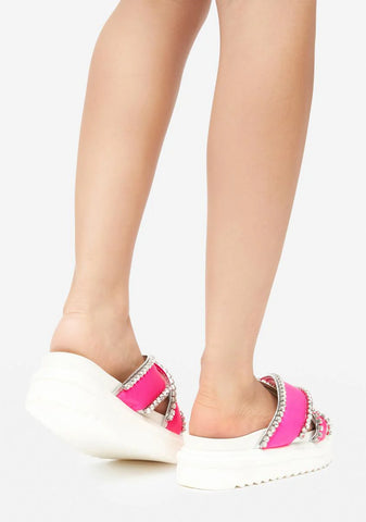 Pink Artistic Slide Sandals
