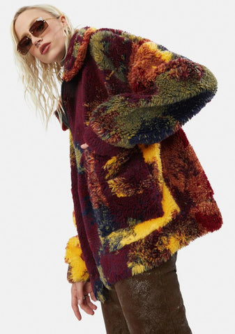 Autumnal Rainbow Fleece Borg Jacket