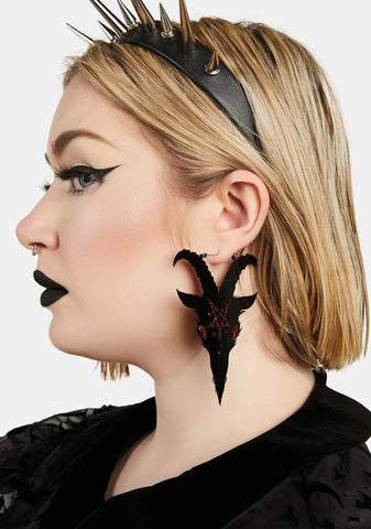 Red Pentagram Satan Hoop Earrings