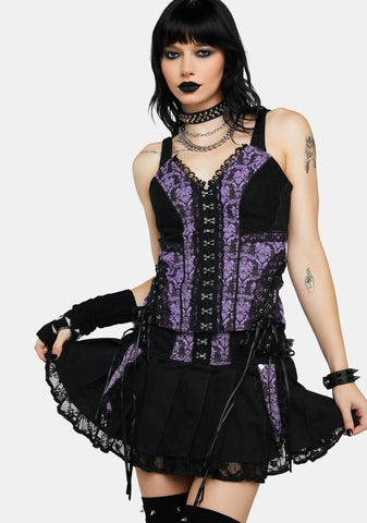 Purple Enchanted Pleated Mini Skirt