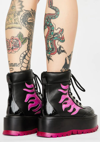 Purple Helios Flame Combat Boots