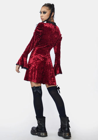 Satin Lace Neck Cage Mini Dress