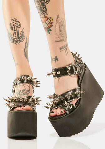 666 Feet Apart Spiked Platform Sandals