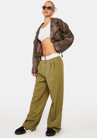Jungle Green City Of Angels Wide Leg Pants
