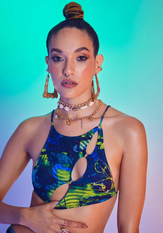 Abstract Burn Print Recycled Bikini Top