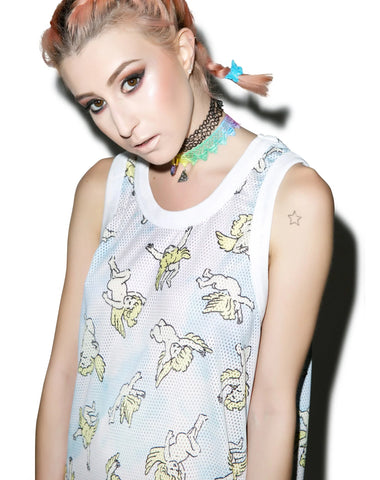 Risen Sky Mesh Tank - Light Blue