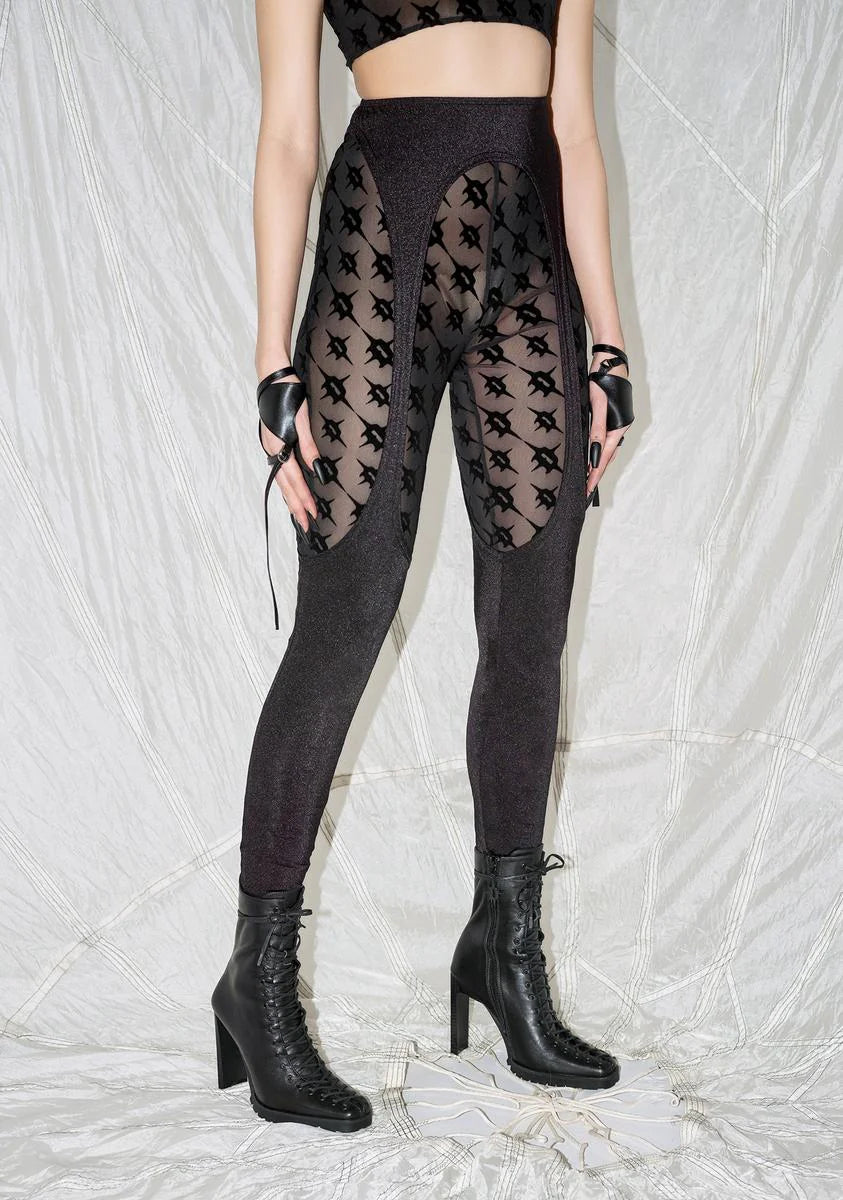 Synth Layered Logo Print Mesh Leggings