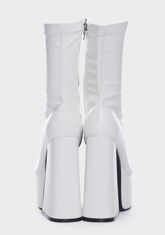 White Over It Platform Sock Boots