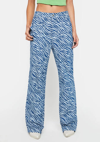 Zebra Print Wide Leg Jeans