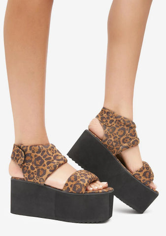 Tan Leopard Bibestie Platform Sandals