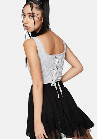 Marl Branded Lace Up Corset Top