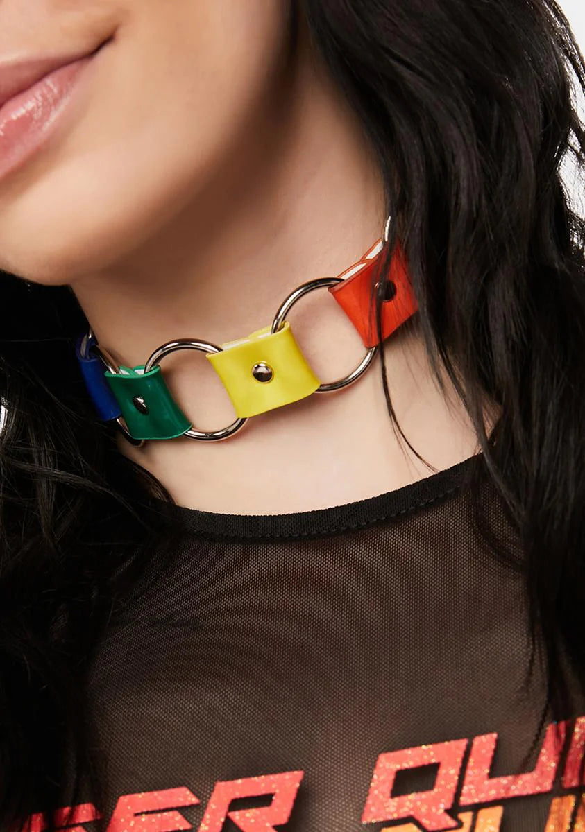 Let's Link Rainbow O-Ring Choker