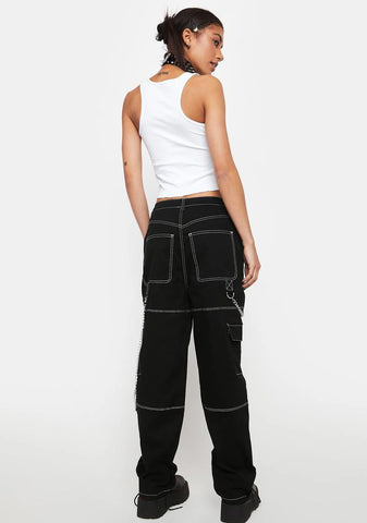 Chain Trim Goth Cargo Pants