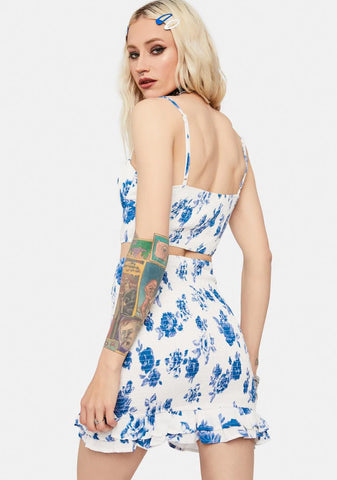 Rose Garden Floral Corset Top & Skirt Set