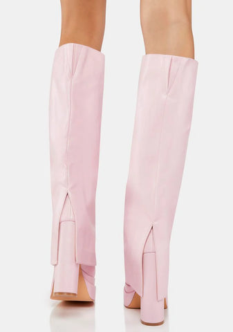 Pink Invisible Foldover Boots