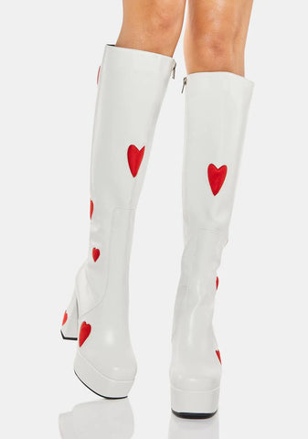 White Jam Tarts Platform Boots