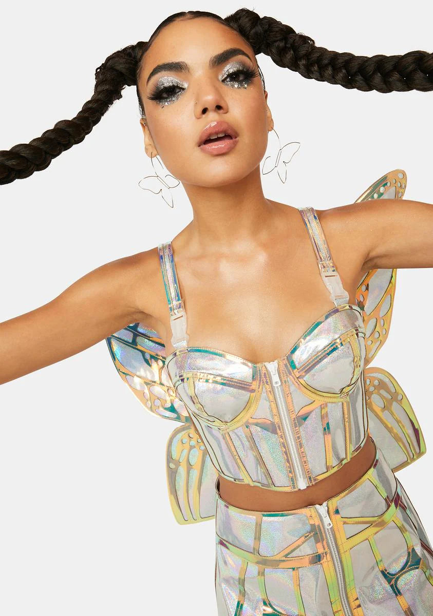 Butterfly Supreme Holographic Bustier Top