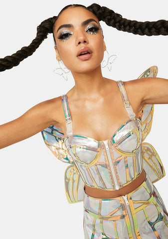 Butterfly Supreme Holographic Bustier Top