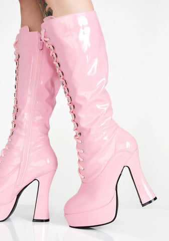 Candy Beverly Heels Baddie Platform Boots