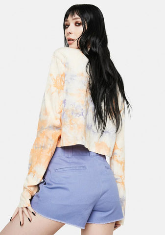 Chambray Blue High Rise Worker Shorts