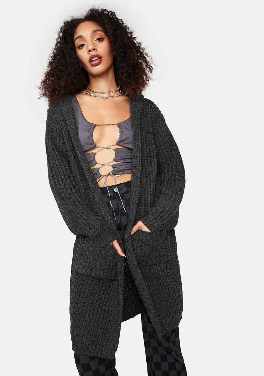 Misty Morning Blush Long Knit Cardigan