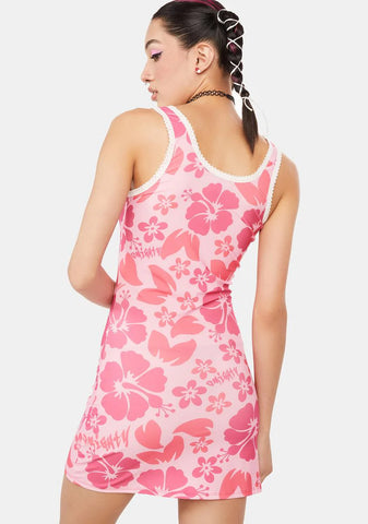Pink Hibiscus Mini Dress