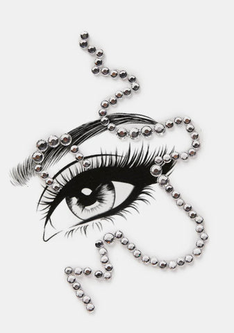 Silver Squiggly Rhinestone Face Gems