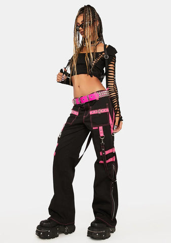 Pink Buckle Strap And Ring Pants