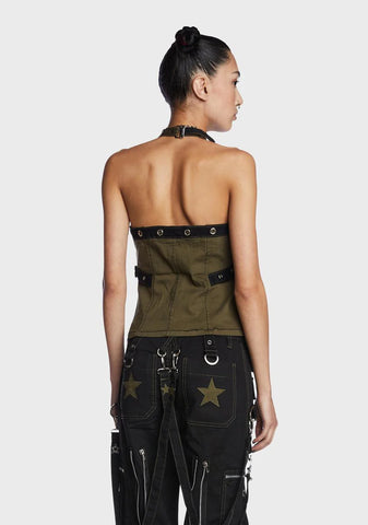 Army Multi Eyelet Corset Top