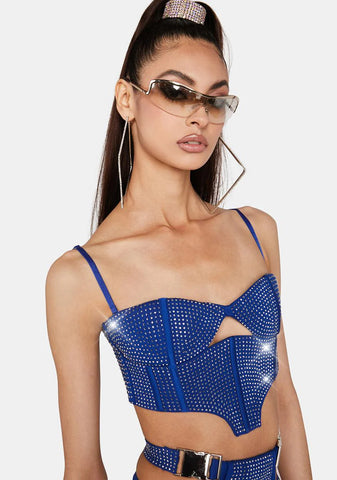 Blue Morph Rhinestone Bustier