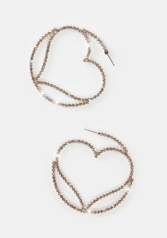 Intertwined Rhinestone Heart Earrings