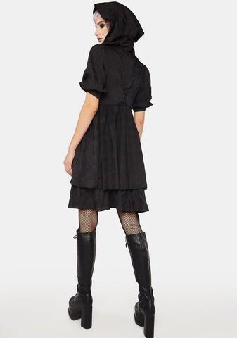 Dark Witch Lovely Ruffle Collar Loose Dress