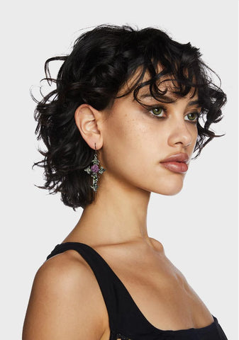Being Divine Cross Drop Earrings