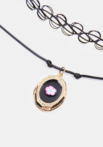 Making New Memories Tattoo Choker Locket Set