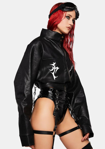 Tattooed Vegan Leather Jacket