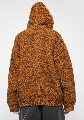 Leopard Print Cord Skater Jacket