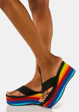 Crush Rainbow Platform Flip Flops