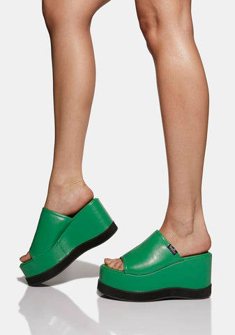 Green Bubble Platform Mules