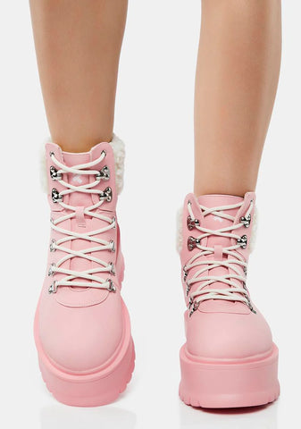 Pink Kaldor Platform Hiker Boots