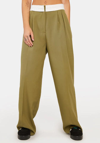 Jungle Green City Of Angels Wide Leg Pants