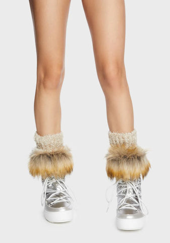 Silver Chilly Reception Faux Fur Boots