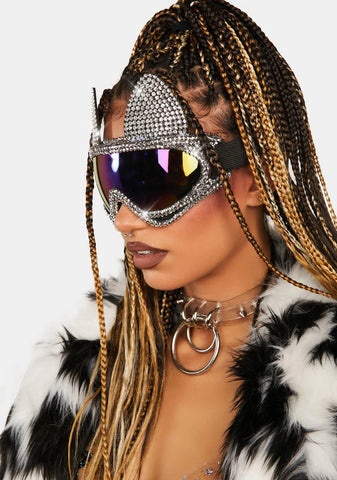Chrome Animal Of Night Rhinestone Goggles