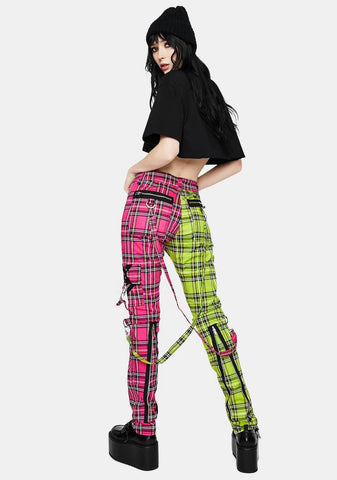 Lime Pink Madness Plaid Pants