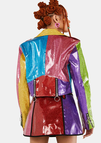 Rainbow Runner Glitter Moto Jacket