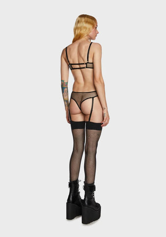 Keep Me Caged Net Balcony Lingerie Set