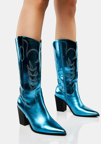 Turquoise Got Range Metallic Cowboy Boots