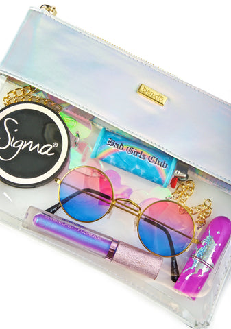 Peekaboo Holographic Clutch
