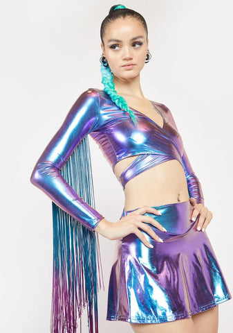 Euphoric Element Fringe Wrap Top