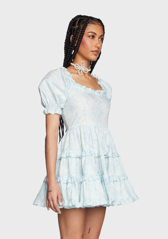 Wink For Me Babydoll Dress - Blue